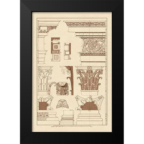 Entablatures, Capitals and Bases Black Modern Wood Framed Art Print by Buhlmann, J.