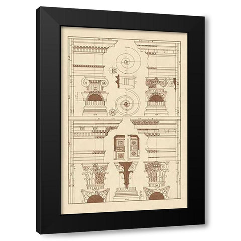 Pediments of the Renaissance Black Modern Wood Framed Art Print by Buhlmann, J.