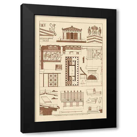 Temples and Roofings Black Modern Wood Framed Art Print by Buhlmann, J.