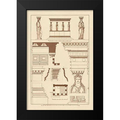 Porch of the Caryatids Black Modern Wood Framed Art Print by Buhlmann, J.