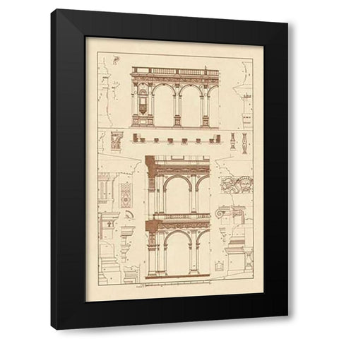 Porch of the Cathedral of Spoleto and Arcade from Palazzo Farnese Black Modern Wood Framed Art Print by Buhlmann, J.