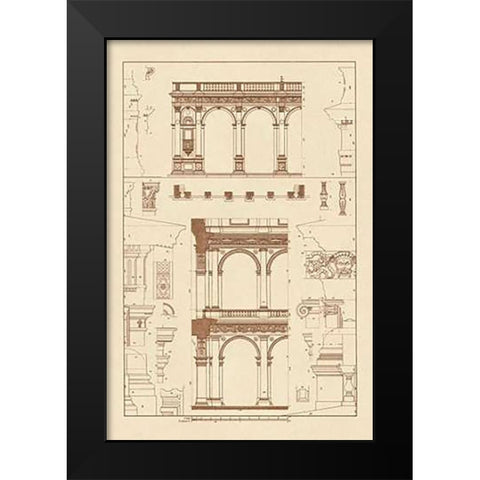 Porch of the Cathedral of Spoleto and Arcade from Palazzo Farnese Black Modern Wood Framed Art Print by Buhlmann, J.