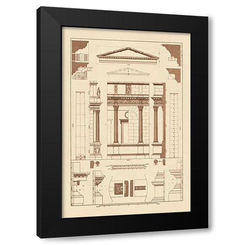 Pediment of Temple at Assisi Black Modern Wood Framed Art Print with Double Matting by Buhlmann, J.