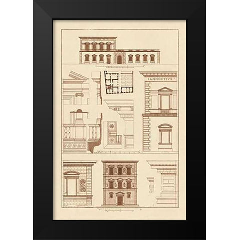 Palazzos Pandolfini and Bartolini at Florence Black Modern Wood Framed Art Print by Buhlmann, J.