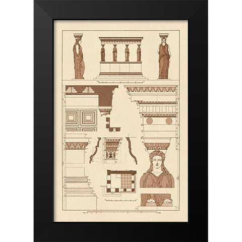 Porch of Caryatids, PolyMuseumome Black Modern Wood Framed Art Print by Buhlmann, J.