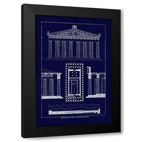 The Parthenon at Athens (Blueprint) Black Modern Wood Framed Art Print with Double Matting by Buhlmann, J.