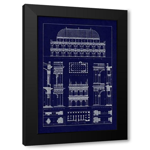 Basilica at Vicenza and Library of St. Marks at Venice (Blueprint) Black Modern Wood Framed Art Print by Buhlmann, J.