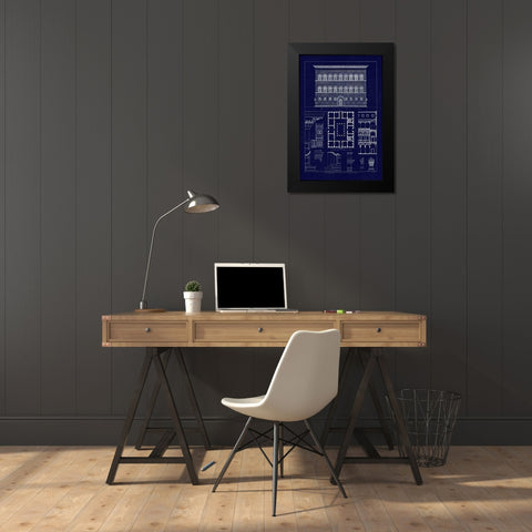 Palazzo Strozzi at Florence (Blueprint) Black Modern Wood Framed Art Print by Buhlmann, J.