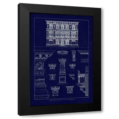 Palazzo Vendramin-Calergi at Venice (Blueprint) Black Modern Wood Framed Art Print by Buhlmann, J.