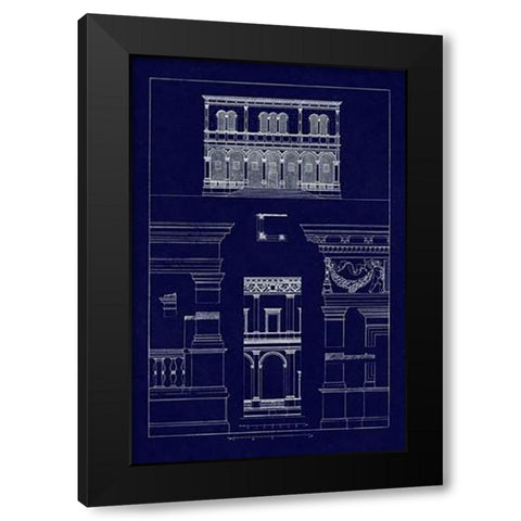 Palazzo del Consiglio at Padua, Villa Farnesia (Blueprint) Black Modern Wood Framed Art Print with Double Matting by Buhlmann, J.