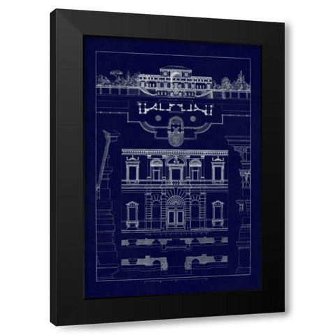 Villa Sacchetti, Villa Papa Giulio at Rome (Blueprint) Black Modern Wood Framed Art Print by Buhlmann, J.