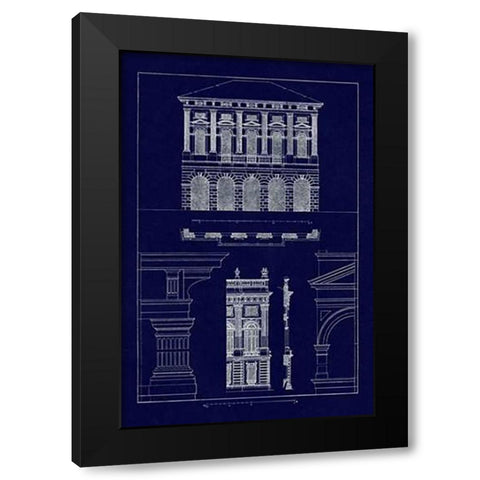 Palazzo Verzi at Verona, Palazzo Madama (Blueprint) Black Modern Wood Framed Art Print by Buhlmann, J.