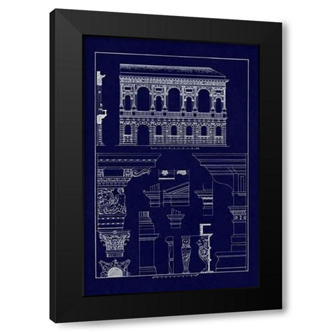 Palazzo Bevilacqua at Verona (Blueprint) Black Modern Wood Framed Art Print with Double Matting by Buhlmann, J.