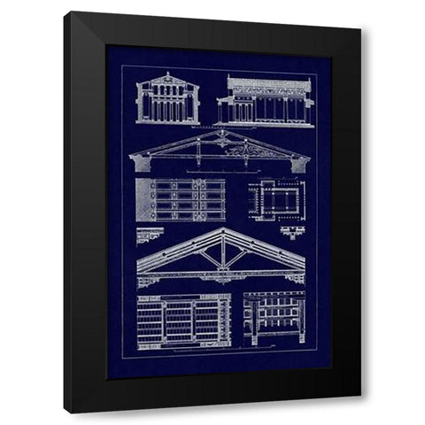 Internal Decoration of Roof (Blueprint) Black Modern Wood Framed Art Print with Double Matting by Buhlmann, J.