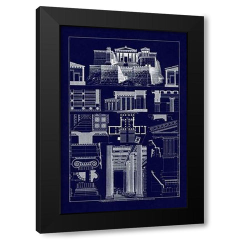 The Propylaea of the Acropolis at Athens (Blueprint) Black Modern Wood Framed Art Print by Buhlmann, J.