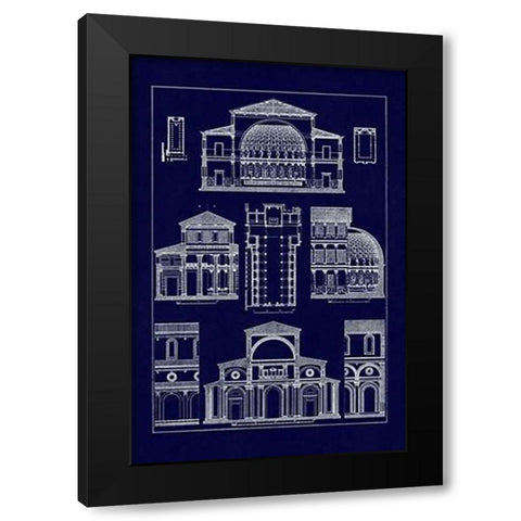 Interior of Basilica (Blueprint) Black Modern Wood Framed Art Print by Buhlmann, J.