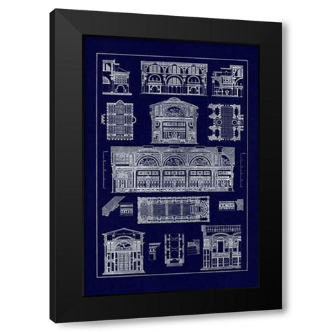 Interiors With Cross Vaults and Cupola Vaulting (Blueprint) Black Modern Wood Framed Art Print by Buhlmann, J.