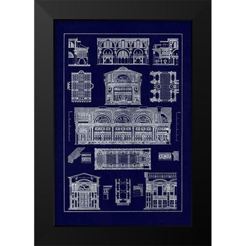 Interiors With Cross Vaults and Cupola Vaulting (Blueprint) Black Modern Wood Framed Art Print by Buhlmann, J.