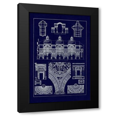 Cupola Vaulting of the Renaissance (Blueprint) Black Modern Wood Framed Art Print by Buhlmann, J.