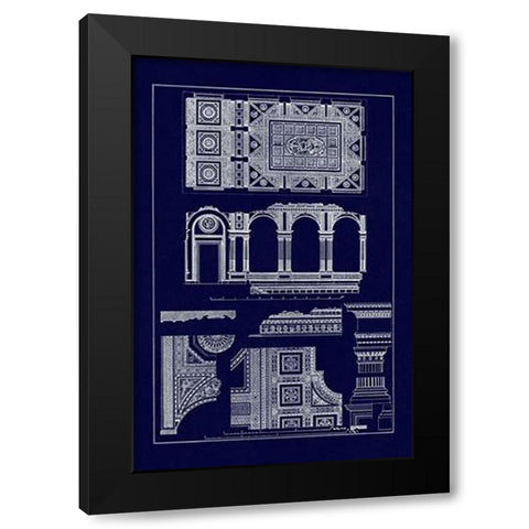Covered Ceiling, Hotel de Villa (Blueprint) Black Modern Wood Framed Art Print by Buhlmann, J.