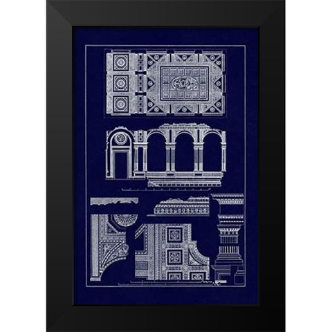 Covered Ceiling, Hotel de Villa (Blueprint) Black Modern Wood Framed Art Print by Buhlmann, J.