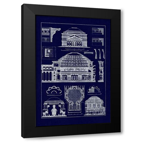 Roman Domical Vaulting (Blueprint) Black Modern Wood Framed Art Print with Double Matting by Buhlmann, J.