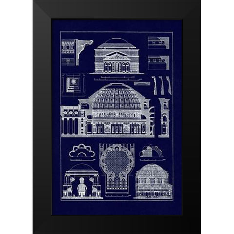 Roman Domical Vaulting (Blueprint) Black Modern Wood Framed Art Print by Buhlmann, J.