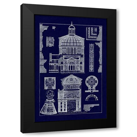 Domical Vaulting of the Renaissance (Blueprint) Black Modern Wood Framed Art Print by Buhlmann, J.