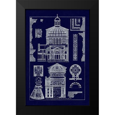 Domical Vaulting of the Renaissance (Blueprint) Black Modern Wood Framed Art Print by Buhlmann, J.