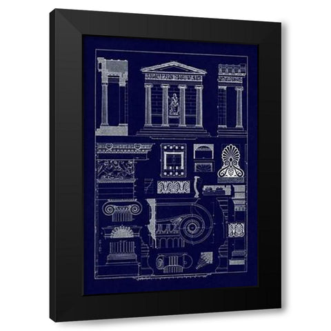 Temple of Nike Apteros at Athens (Blueprint) Black Modern Wood Framed Art Print with Double Matting by Buhlmann, J.