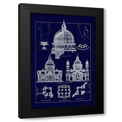 The Domeas Central Crowning Feature of the Renaissance (Blueprint) Black Modern Wood Framed Art Print by Buhlmann, J.