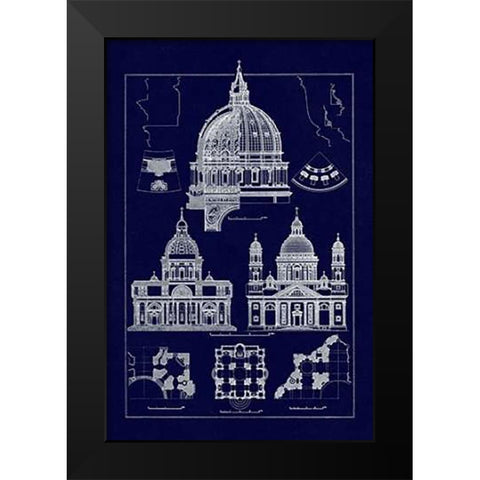 The Domeas Central Crowning Feature of the Renaissance (Blueprint) Black Modern Wood Framed Art Print by Buhlmann, J.
