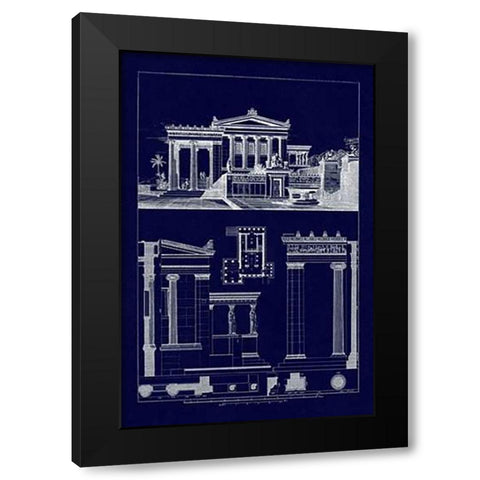 The Erechtheum at Athens (Blueprint) Black Modern Wood Framed Art Print with Double Matting by Buhlmann, J.