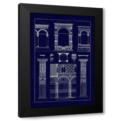 Arcades (Blueprint) Black Modern Wood Framed Art Print by Buhlmann, J.