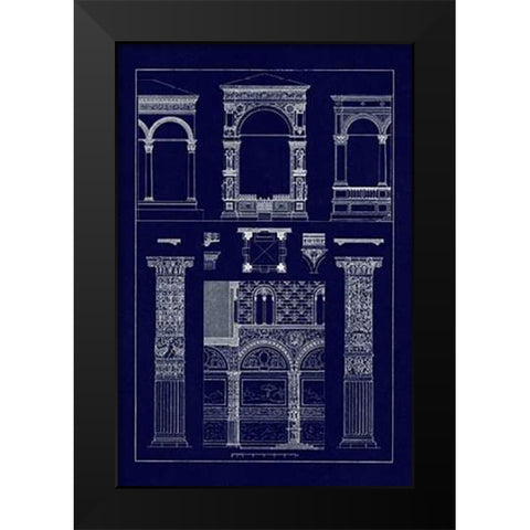 Arcades (Blueprint) Black Modern Wood Framed Art Print by Buhlmann, J.