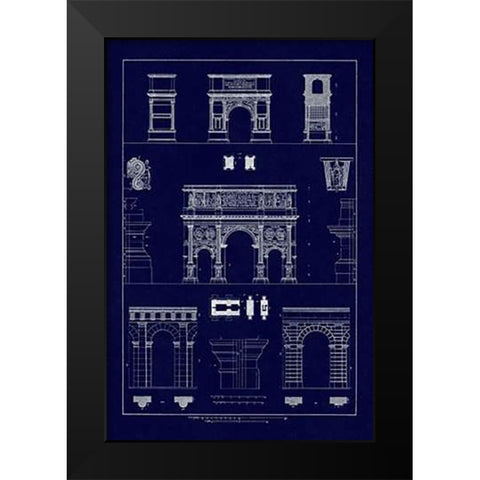 Arches and Arcades (Blueprint) Black Modern Wood Framed Art Print by Buhlmann, J.