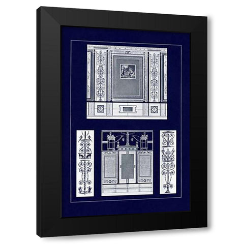 Ancient Wall Paintings (Blueprint) Black Modern Wood Framed Art Print with Double Matting by Buhlmann, J.