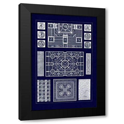 Painted Ceilings and Pavements from Pompeii (Blueprint) Black Modern Wood Framed Art Print with Double Matting by Buhlmann, J.