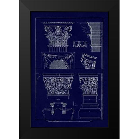 Ancient Capitals (Blueprint) Black Modern Wood Framed Art Print by Buhlmann, J.
