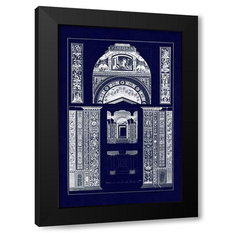 Decoration of the Second Corridor of the Loggie in the Vatican (Blueprint) Black Modern Wood Framed Art Print by Buhlmann, J.