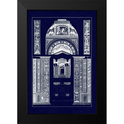 Decoration of the Second Corridor of the Loggie in the Vatican (Blueprint) Black Modern Wood Framed Art Print by Buhlmann, J.