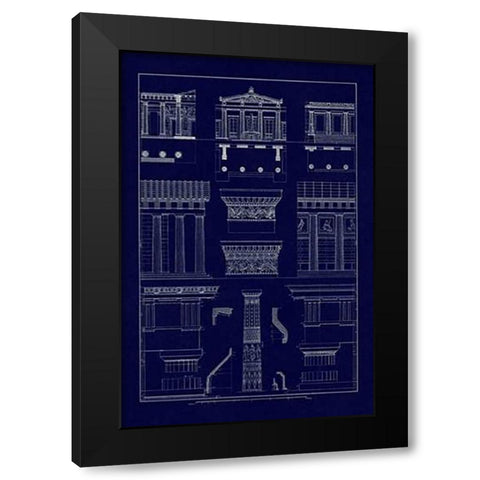 Doric Order, Temple of Zeus and Cased Column (Blueprint) Black Modern Wood Framed Art Print with Double Matting by Buhlmann, J.