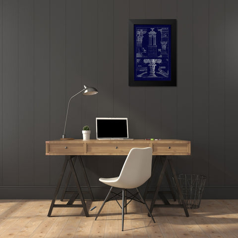 Monument of Lysicrates at Athens (Blueprint) Black Modern Wood Framed Art Print by Buhlmann, J.