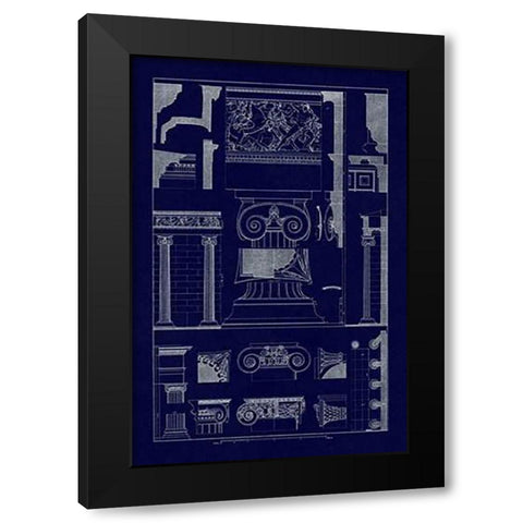 Ionic Capitals (Blueprint) Black Modern Wood Framed Art Print with Double Matting by Buhlmann, J.