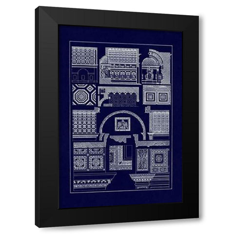 Roman Barrel Vaults (Blueprint) Black Modern Wood Framed Art Print by Buhlmann, J.