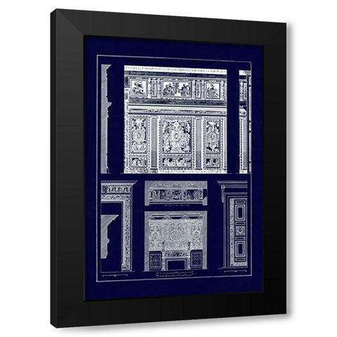 Wall Paintings and Decoration of the Renaissance (Blueprint) Black Modern Wood Framed Art Print by Buhlmann, J.