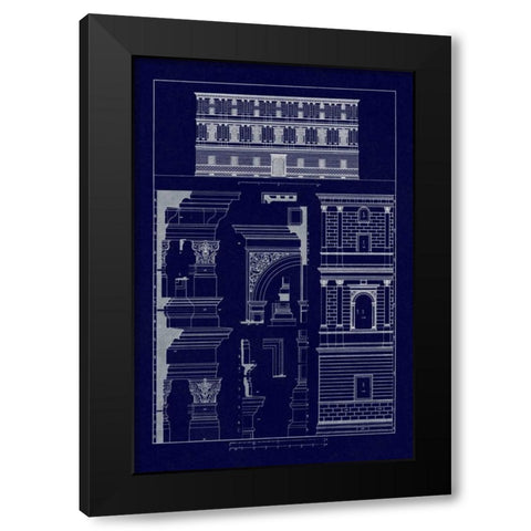 Palazzo Giraud at Rome (Blueprint) Black Modern Wood Framed Art Print by Buhlmann, J.