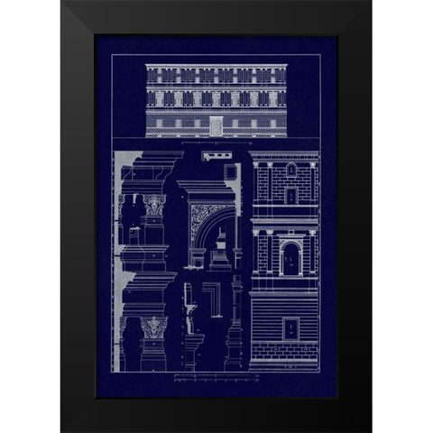 Palazzo Giraud at Rome (Blueprint) Black Modern Wood Framed Art Print by Buhlmann, J.