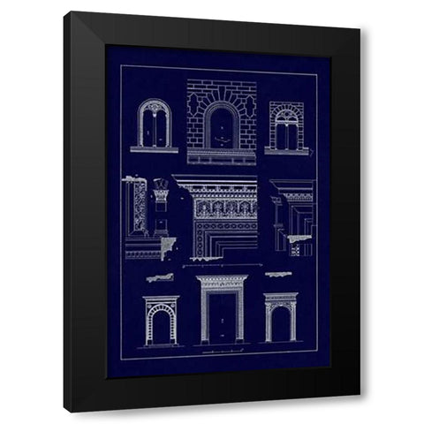 Windows and Doorways of the Renaissance (Blueprint) Black Modern Wood Framed Art Print by Buhlmann, J.