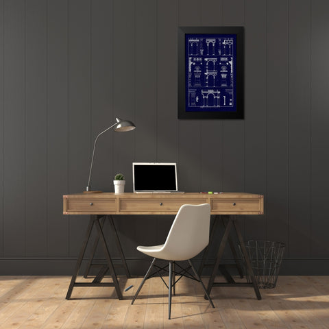 Arcades of the Renaissance (Blueprint) Black Modern Wood Framed Art Print by Buhlmann, J.